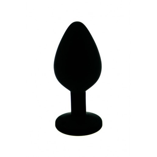 Средняя черная пробка с розовым кристаллом ONJOY Silicone Collection