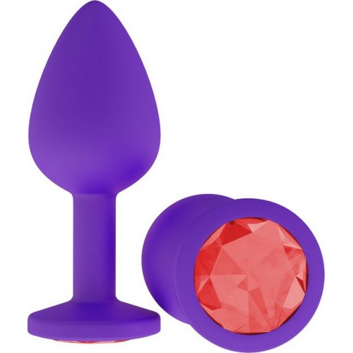 Средняя фиолетовая пробка с красным кристаллом ONJOY Silicone Collection