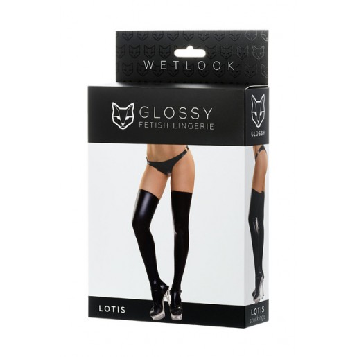 Чулки Glossy Lotis из материала Wetlook M(44)