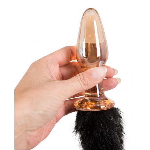 Стеклянная анальная втулка с хвостиком Glas-Plug with tail